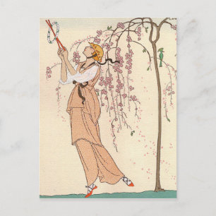 George Barbier Afternoon Play Dress Postkarte