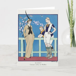 George Barbier, Art Deco Dankeschön Card Dankeskarte