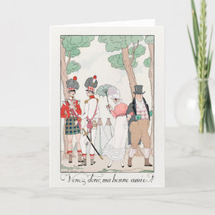 George Barbier, Art Deco Dankeschön Card Dankeskarte