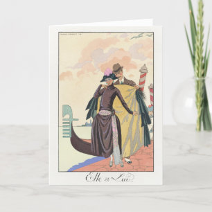 George Barbier, Art Deco Dankeschön Card Dankeskarte