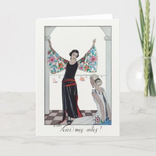 George Barbier, Art Deco Dankeschön Card Dankeskarte