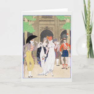 George Barbier, Art Deco Dankeschön Card Dankeskarte