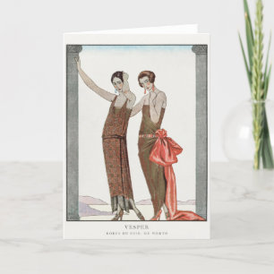 George Barbier, Art Deco Dankeschön Card Dankeskarte