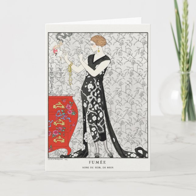 George Barbier, Art Deco Dankeschön Card Dankeskarte (Vorderseite)