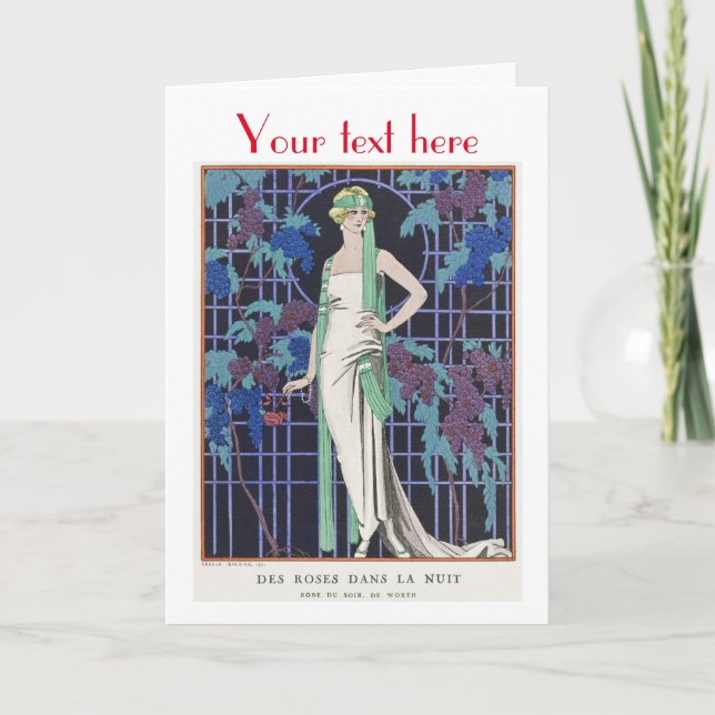 George Barbier Art Deco Fasho Danke der Karte (Vorderseite)