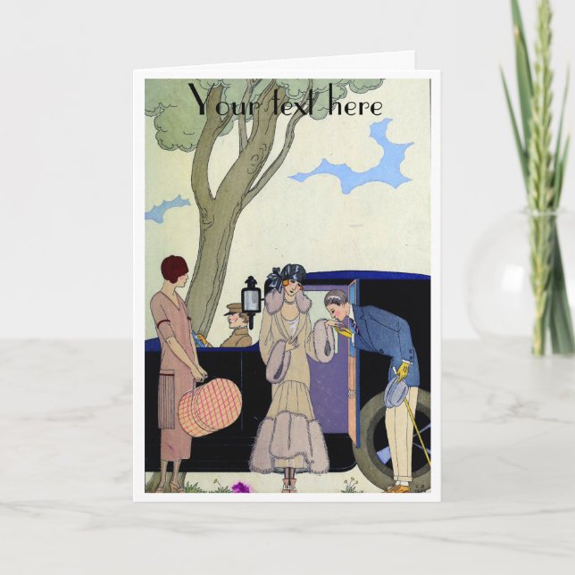 George Barbier Art Deco Fasho Danke der Karte (Vorderseite)