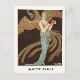 George Barbier Art Deco Mode-Illustration Postkarte