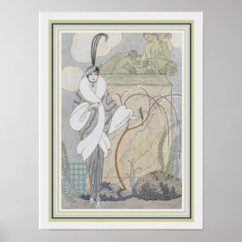 George Barbier Art Deko Feather & Fur 12 x 16
