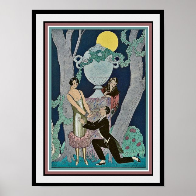 George Barbier "Der Vorschlag" Art Deco Print 16x2 Poster (Vorne)