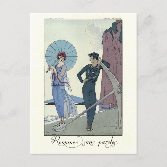 George Barbier Romance ohne Worte Mode Plate Postkarte (Vorderseite)