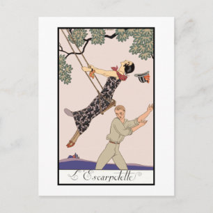 George Barbier Vintage Deco Mode L’Escarpolette Postkarte