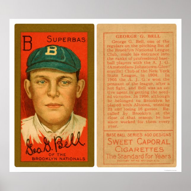 George Bell Brooklyn Baseball 1911 Poster (Vorne)