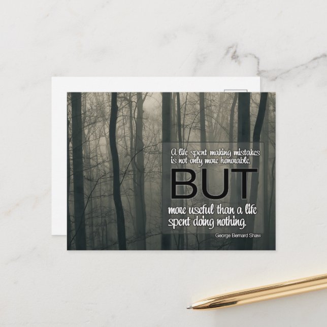 George Bernard Shaw Inspiration Zitat "Fehler" Postkarte (Vorderseite/Rückseite Beispiel)