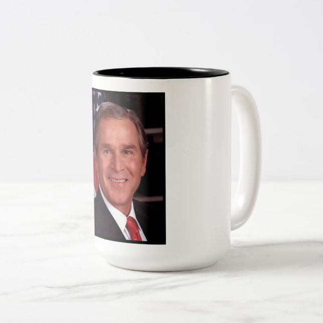 George Bush 43. US-Präsident Foto Zweifarbige Tasse (VorderseiteRechts)