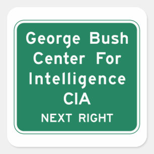 George Bush Centre, Road Sign, Virginia, USA Quadratischer Aufkleber