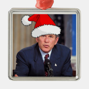 George Bush/Christmas Silbernes Ornament