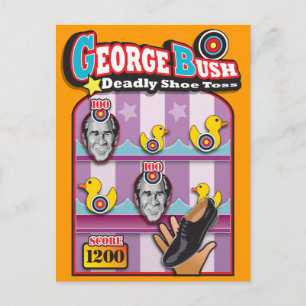 George Bush - Der Shoe-Throw-Angriff der Reporter! Postkarte