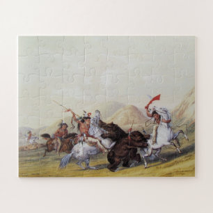 George Catlin attackierte den Grizzly Bär 1844 Puzzle