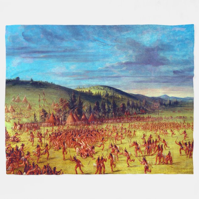 George Catlin Ballspiel der Choctaw Ball Up Fleecedecke (Vorderseite (Horizontal))