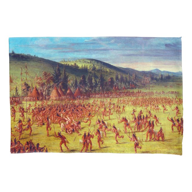 George Catlin Ballspiel der Choctaw Ball Up Kissenbezug (Vorderseite)