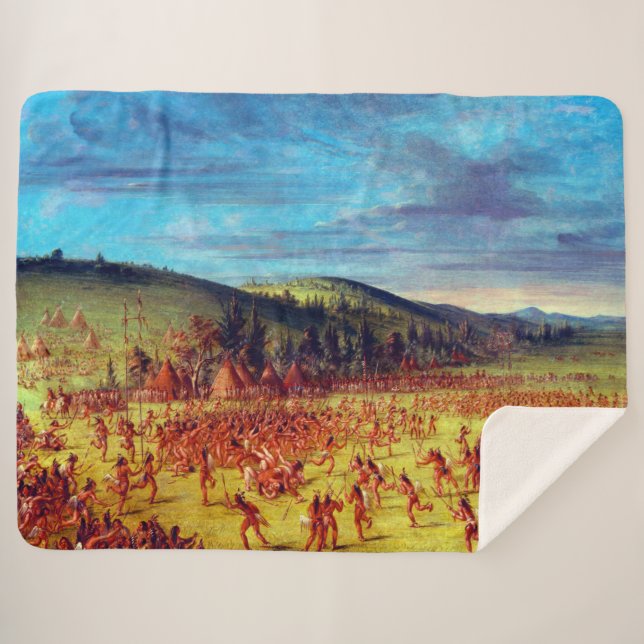 George Catlin Ballspiel der Choctaw Ball Up Sherpadecke (Vorderseite (Horizontal))
