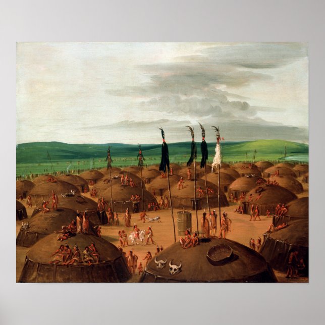 George Catlin Bird's eye View of the Mandan Poster (Vorne)