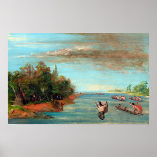 George Catlin Sac und Fox Segeln auf Kanus Poster