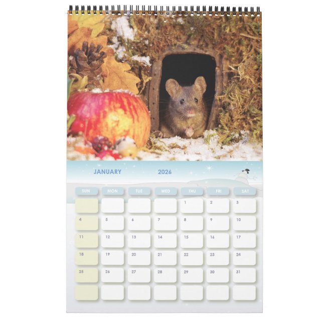 George die Maus in einem log-Haufen Haus-Kalender  Kalender (Jan 2026)