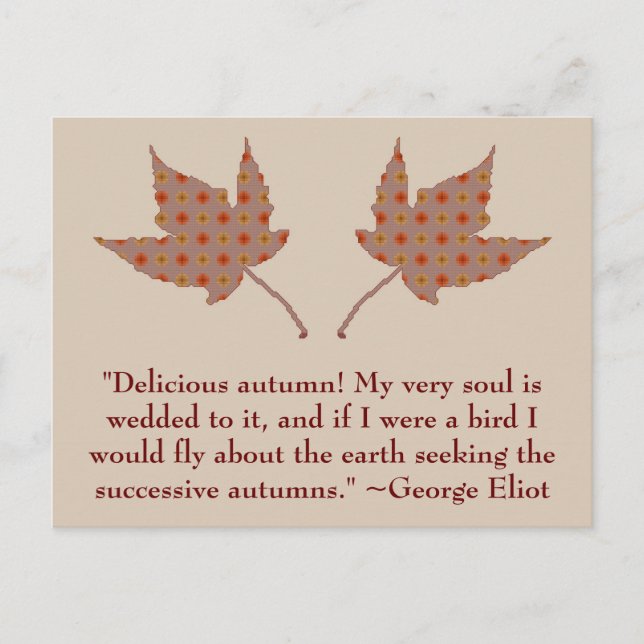 George Eliot Autumn Zitat Postcard Postkarte (Vorderseite)