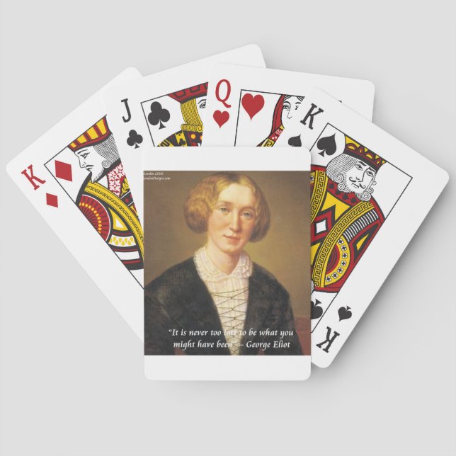 George Eliot Zitat "Niemals zu spät" Spielkarten (Rückseite)