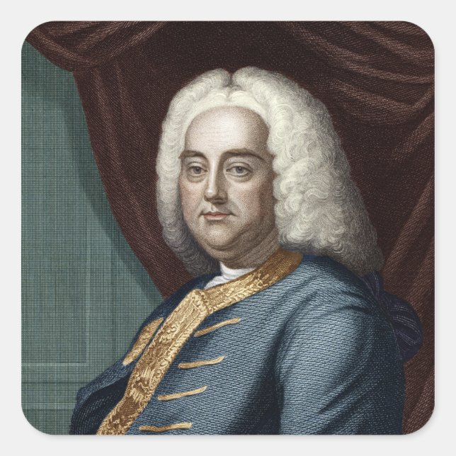 George Frederic Händel, eingraviert von Thomson Quadratischer Aufkleber (Vorderseite)