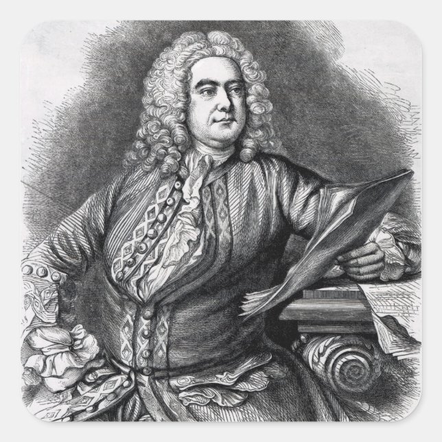 George Frederick Händel, 1749 Quadratischer Aufkleber (Vorderseite)