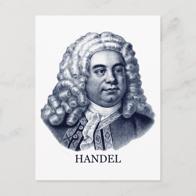 George Frideric Händel, blau Postkarte (Vorderseite)