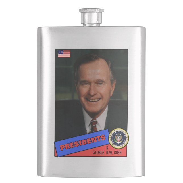 George H.W. Bush Baseball Card Flachmann (Vorderseite)