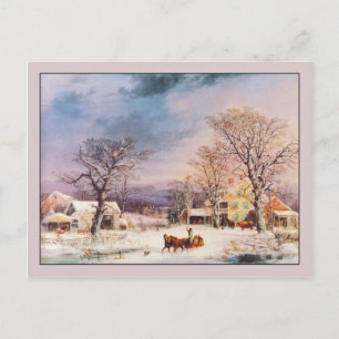 George Henry Durrie Half Way House Country Winter Postkarte