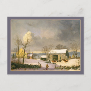 George Henry Durrie Rustikales Land Wintergarten Postkarte