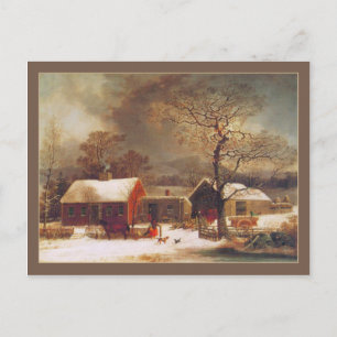 George Henry Durrie Weihnachten Winter in New Have Postkarte
