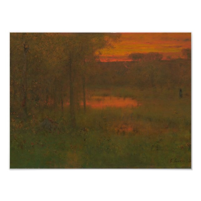 George Inness - Landschaft, Sonnenuntergang Fotodruck (Vorne)