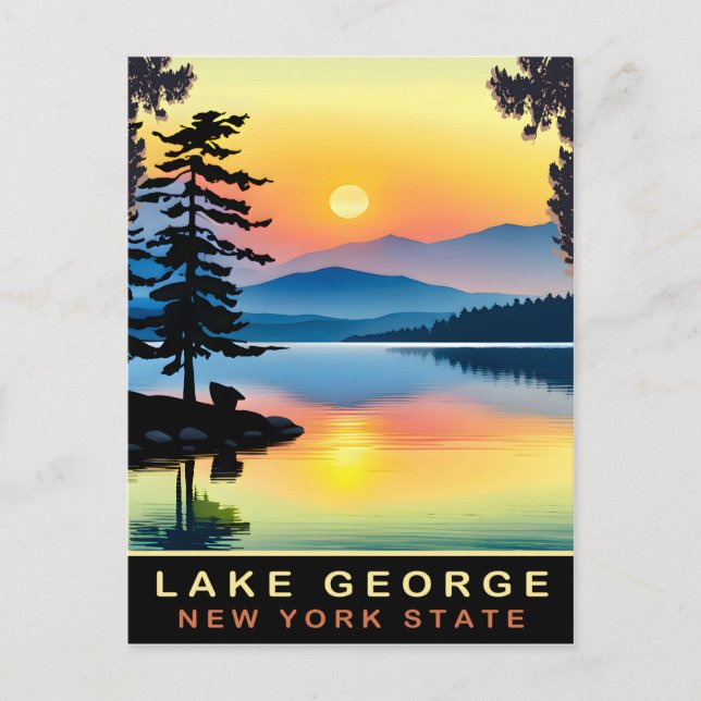 George Lake, New York Staat, Travel Postkarte (Vorderseite)