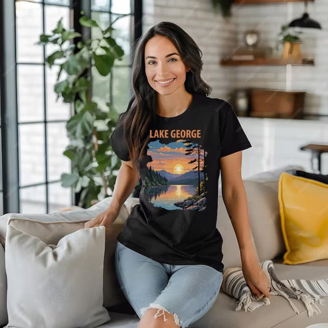 George Lake T-Shirt (Lake George, black t-shirt for women)