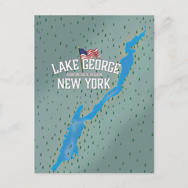 George New York Map Postkarte (Vorderseite)