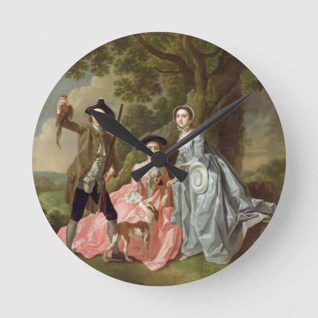 George Rogers mit seiner Ehefrau Margaret und sein Runde Wanduhr (Vorderseite)