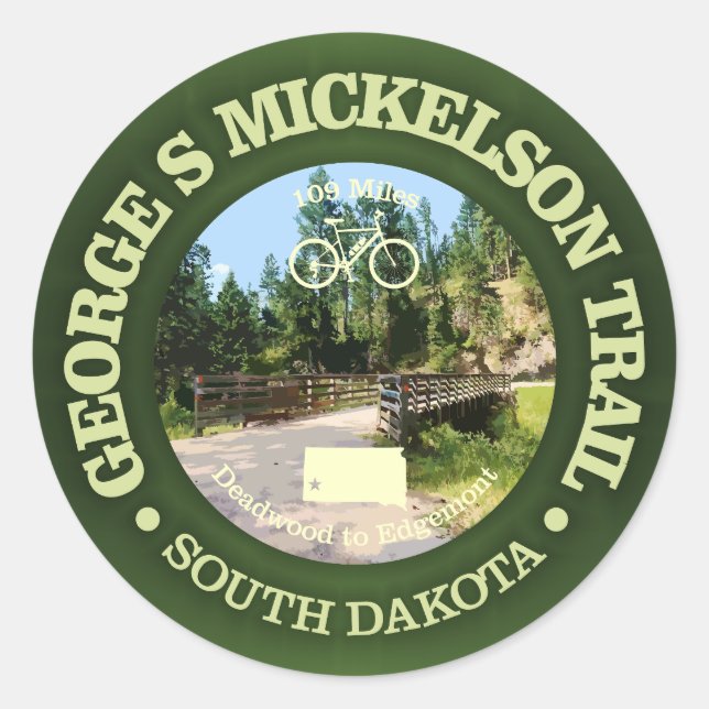 George S Mickelson Trail, South Dakota. Runder Aufkleber (Vorderseite)