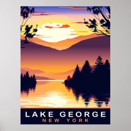 George-See, NY, Romantischer Sonnenuntergang, Reis Poster
