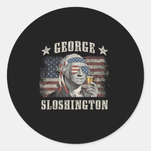 George Sloshington 4. Juli Party Washington Fu Runder Aufkleber