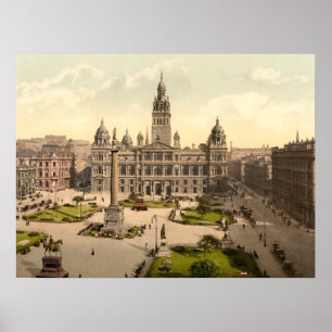 George Square, Glasgow, Archivdruck Schottland Poster