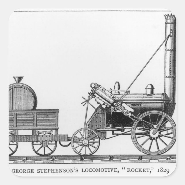 George Stephensons Lokomotive, 'Rocket', 1829 Quadratischer Aufkleber (Vorderseite)