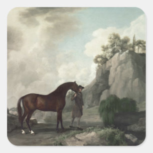 George Stubbs   Cato' and Groom Quadratischer Aufkleber