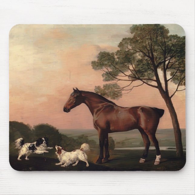 George Stubbs- ein Bucht-Jäger mit zwei Spaniels Mousepad (Vorne)