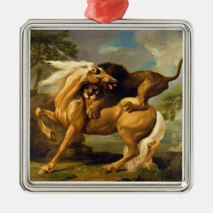George Stubbs ein Löwe, der ein Pferd in Angrif Ornament Aus Metall